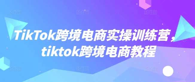 TikTok跨境电商实操训练营，tiktok跨境电商教程-云创智库