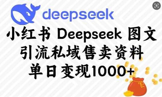 小红书Deepseek图文引流私域售卖资料，单日变现多张-云创智库