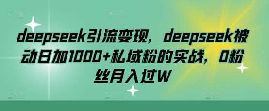 deepseek引流变现，deepseek被动日加1000+私域粉的实战，0粉丝月入过W-云创智库