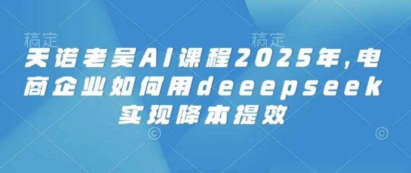 天诺老吴AI课程2025年，电商企业如何用deeepseek实现降本提效-云创智库