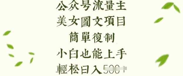 流量主长期收益项目，美女图片简单复制，小白也能上手，轻松日入5张-云创智库