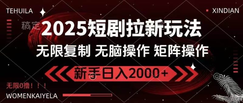 （14429期）2025短剧拉新玩法，无需注册登录，无限0撸，无脑批量操作日入2000+-云创智库