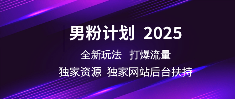 男粉计划2025  全新玩法打爆流量 独立网站 独立资源后台扶持-云创智库