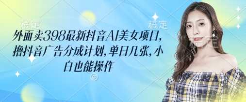 外面卖398最新抖音AI美女项目，撸抖音广告分成计划，单日几张，小白也能操作-云创智库