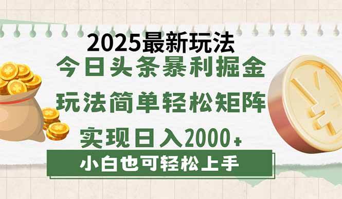 （14120期）今日头条2025最新玩法，思路简单，复制粘贴，轻松实现矩阵日入2000+-云创智库
