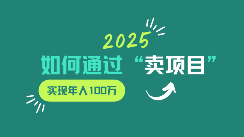 2025年如何通过“卖项目”实现年入100w-云创智库