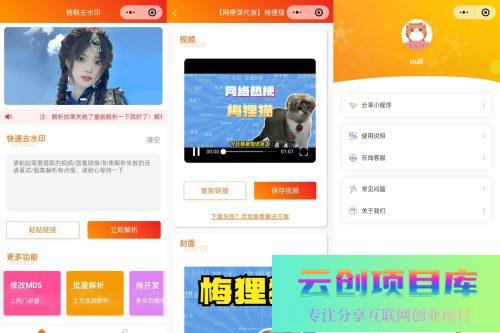 去水印小程序源码修复版-前端后端内置接口+第三方接口-云创智库