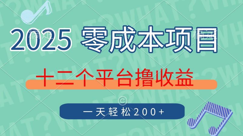 （14302期）2025年零成本项目，十二个平台撸收益，单号一天轻松200+-云创智库