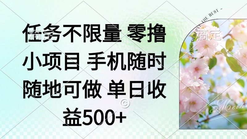 （14391期）零撸小项目 手机随时可做 任务不限量 单日收益500＋-云创智库