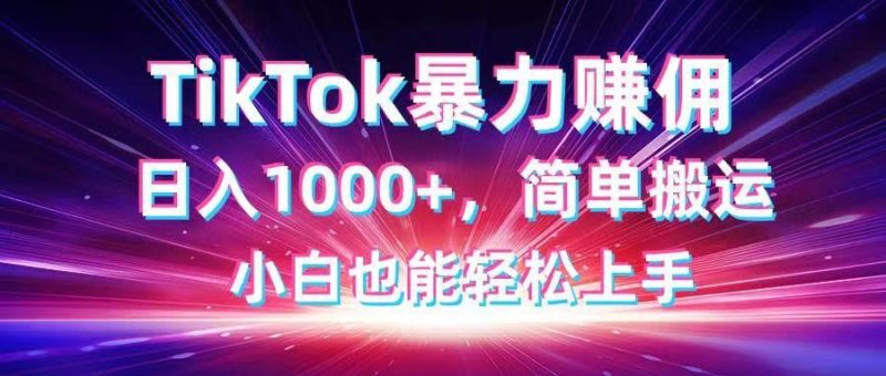 （14402期）TikTok搬运暴力赚佣，日入1000+，简单搬运，小白也能轻松上手-云创智库