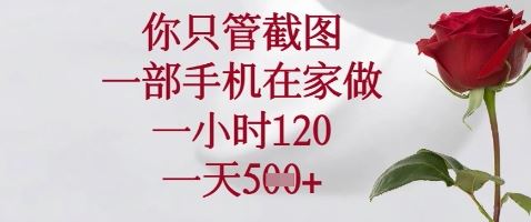 你只管截图，一部手机在家做，苹果安卓都可以，一小时120，一天5张+【揭秘】-云创智库