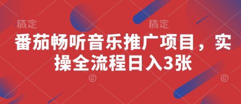番茄畅听音乐推广项目，实操全流程日入3张-云创智库