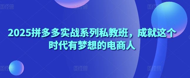 2025拼多多实战系列私教班，成就这个时代有梦想的电商人-云创智库