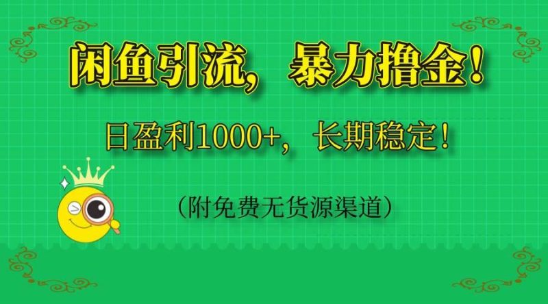 （14647期）闲鱼引流，暴力撸金，日盈利1000+，长期稳定！（附免费无货源渠道）-云创智库
