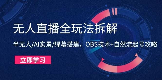 （14684期）无人直播全玩法拆解：半无人/AI实景/绿幕搭建，OBS技术+自然流起号攻略-云创智库