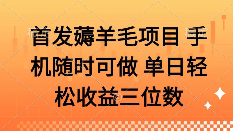 （14686期）薅羊毛项目 手机随时可做 单日轻松收益三位数-云创智库
