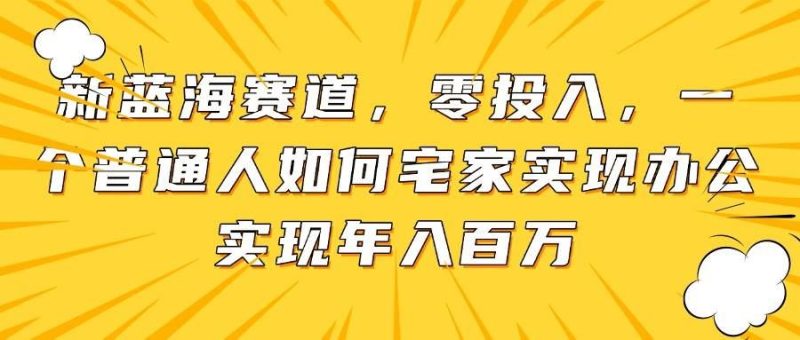 （14700期）新蓝海赛道，零投入，一个普通人如何宅家办公实现年入百万-云创智库