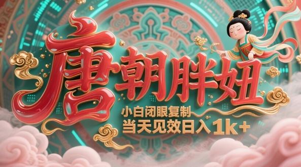 用AI克隆“唐朝胖妞”日更3条，平台疯狂推流，小白闭眼复制，当天见效，日入1k+-云创智库