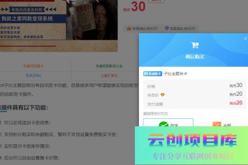 wp子比主题发卡插件源码zibll主题发卡插件-云创智库
