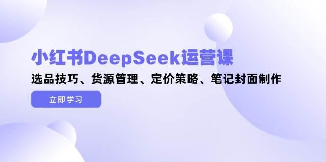 小红书DeepSeek运营课，选品技巧、货源管理、定价策略、笔记封面制作-云创智库