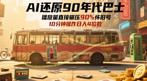 AI还原90年代巴士，一帧就让70后泪崩，播放量直接碾压90%怀旧号，每天操作十分钟，日入四位数-云创智库