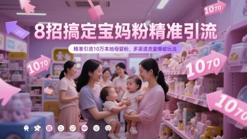 8招搞定宝妈粉精准引流，精准引流10万本地母婴粉，多渠道流量爆破玩法-云创智库