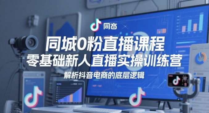 同城0粉直播课程，零基础新人直播实操训练营，解析抖音电商的底层逻辑-云创智库