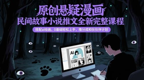 原创悬疑漫画民间故事小说推文全新完整课程， 搭配ai绘画，0基础轻松上手，撸分成和伙伴计划-云创智库