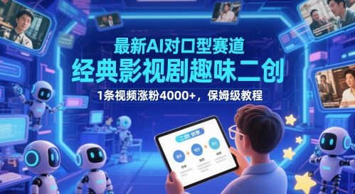 最新AI对口型赛道，经典影视剧趣味二创，1条视频涨粉4000+，保姆级教程-云创智库