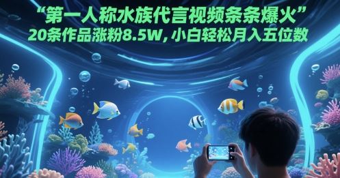 第一人称水族代言视频条条爆火，20条作品涨粉8.5W，小白轻松月入五位数-云创智库