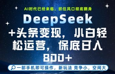 DeepSeek+头条变现，保姆级教学，小白轻松上手，日入8张+【揭秘】-云创智库