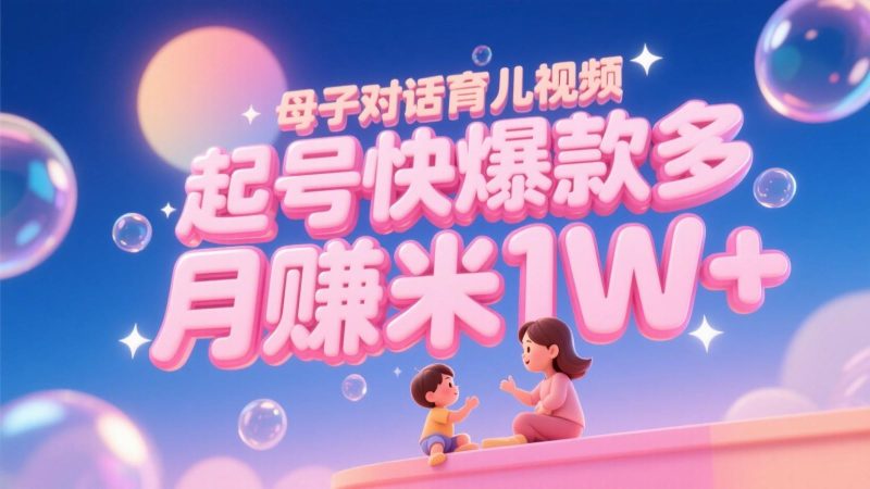 AI生成母子对话育儿类视频，起号快爆款多，小白宝妈轻松学，多渠道变现，月赚米1W+-云创智库