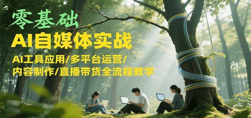 零基础AI自媒体实战，AI工具应用/多平台运营/内容制作/直播带货全流程教学-云创智库