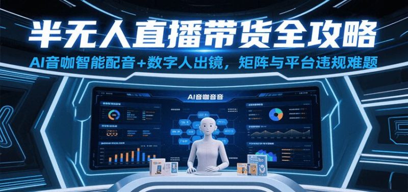 半无人直播带货全攻略：AI音咖智能配音+数字人出镜，解决账号矩阵与平台违规难题-云创智库