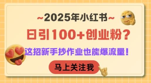 2025年小红书日引100+创业粉？这招新手抄作业也能爆流量！-云创智库
