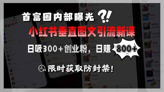 （15313期）首富圈内部曝光小红书垂直图文引流新课，日吸300+创业粉，日赚800+，限…-云创智库