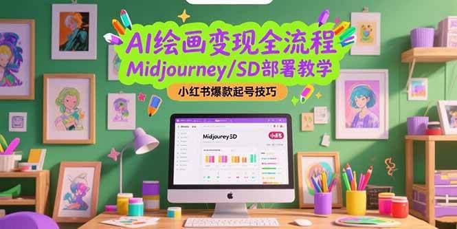 （15324期）AI绘画变现全流程，Midjourney/SD部署教学，小红书爆款起号技巧-云创智库