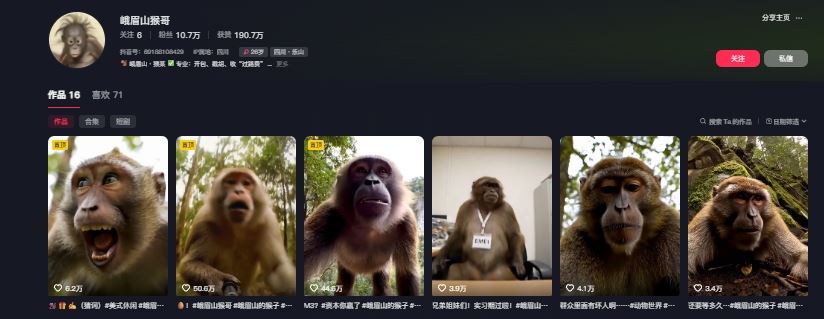 最新爆火的峨眉山猴子短视频制作教程，条条点赞10w+，谁做谁火【教程+提示词】
