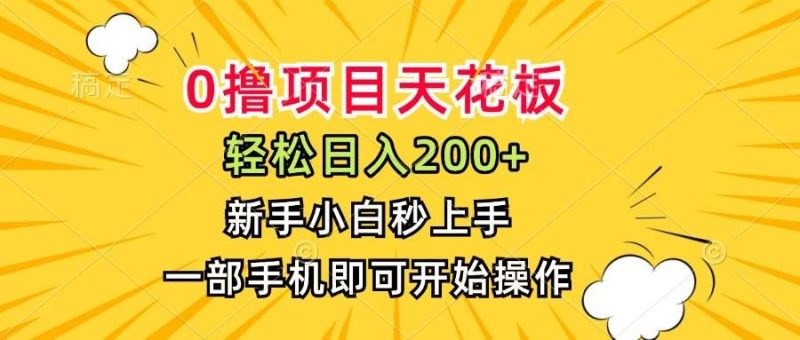 （15341期）0撸项目天花板，日入200+，新手小白秒上手，一部手机即可操作-云创智库