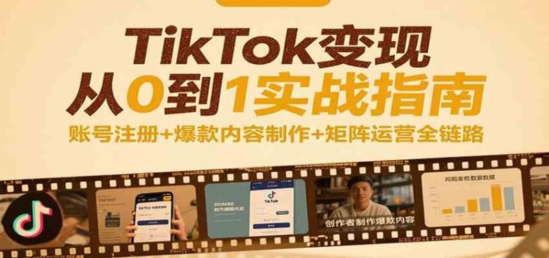 TikTok变现从0到1实战指南：账号注册+爆款内容制作+矩阵运营全链路-云创智库