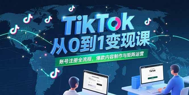 （15346期）TikTok从0到1变现课，账号注册全流程，爆款内容制作与矩阵运营-云创智库