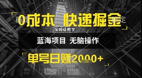 0成本快递掘金玩法，日入1k+，小白30分钟上手，收益嘎嘎猛【揭秘】-云创智库