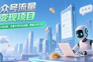 （15412期）公众号流量主变现项目，新手日入四位数，含爆文写作全攻略(更新25年7月)-云创智库
