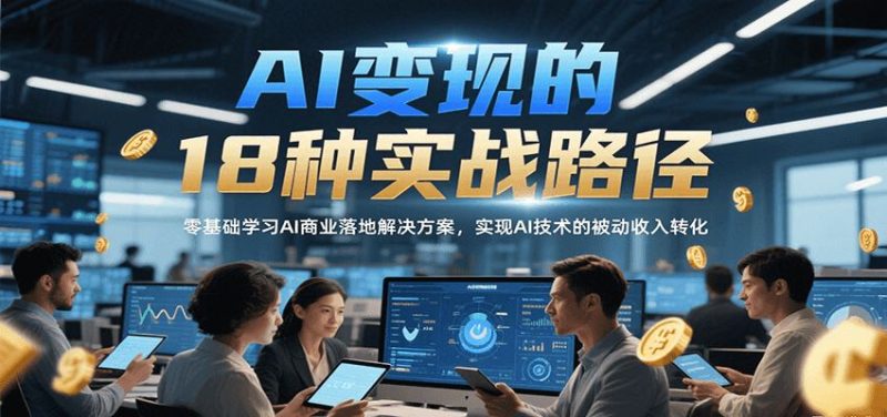AI变现的18种实战路径，零基础学习AI商业落地解决方案，实现AI技术的被动收入转化-云创智库