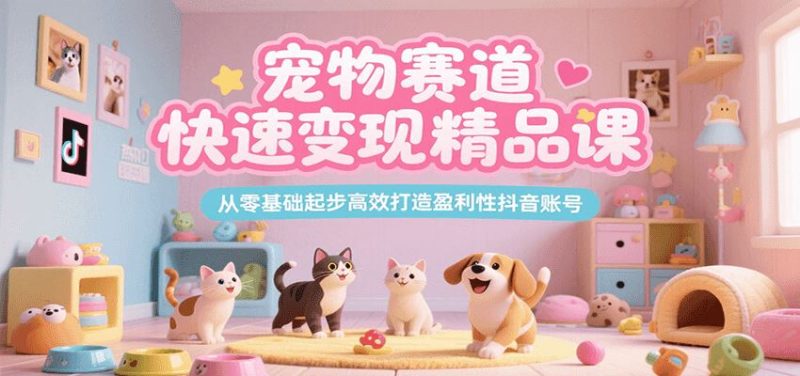 宠物赛道快速变现精品课，从零基础起步高效打造盈利性抖音账号-云创智库