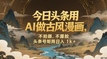 今日头条用AI做古风漫画，不拍摄，不露脸，头条号矩阵日入1k+-云创智库