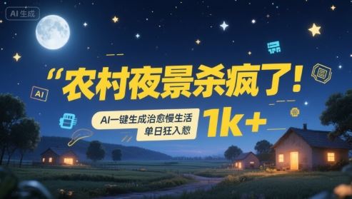 农村夜景杀疯了！AI一键生成治愈系慢生活，单日狂入1k+-云创智库
