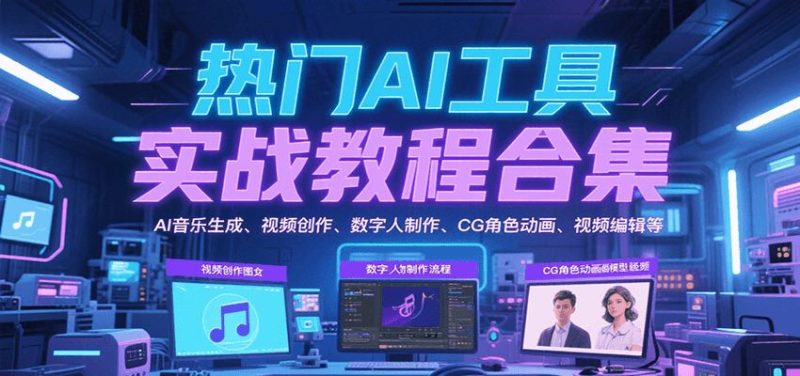 热门AI工具实战教程合集，AI音乐生成、视频创作、数字人制作、CG角色动画、视频编辑等-云创智库
