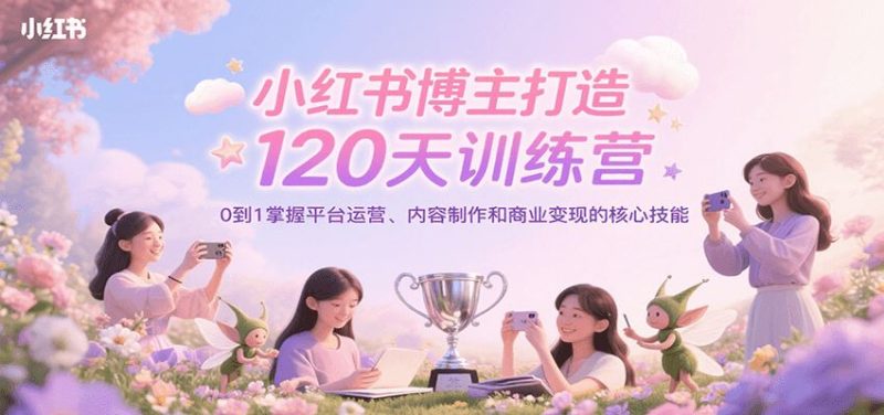 小红书博主打造120天训练营，0到1掌握平台运营、内容制作和商业变现-云创智库