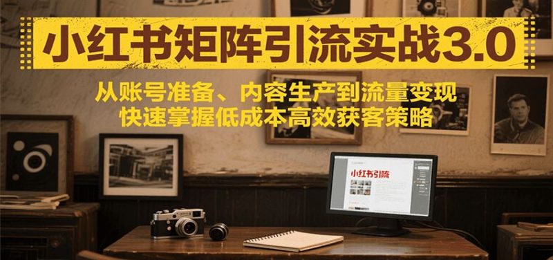 小红书矩阵引流3.0，从账号准备、内容生产到流量变现，快速掌握低成本高效获客策略-云创智库